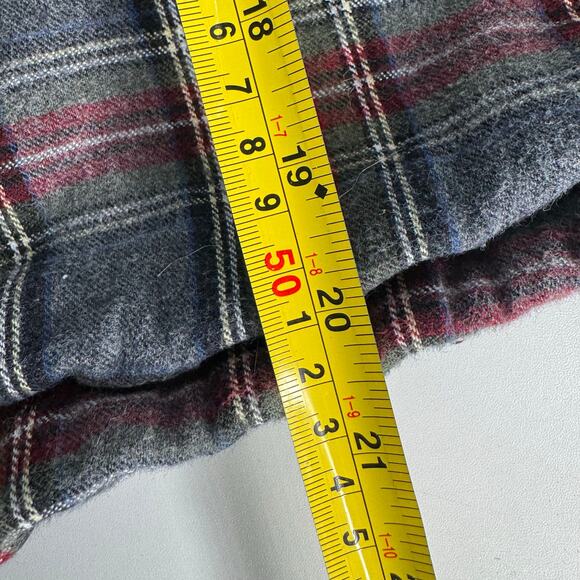L.L. BEAN Scotch Plaid Flannel Shirt Relaxed Zip Hoodie Gray Red Women’s XL - Picture 6 of 7
